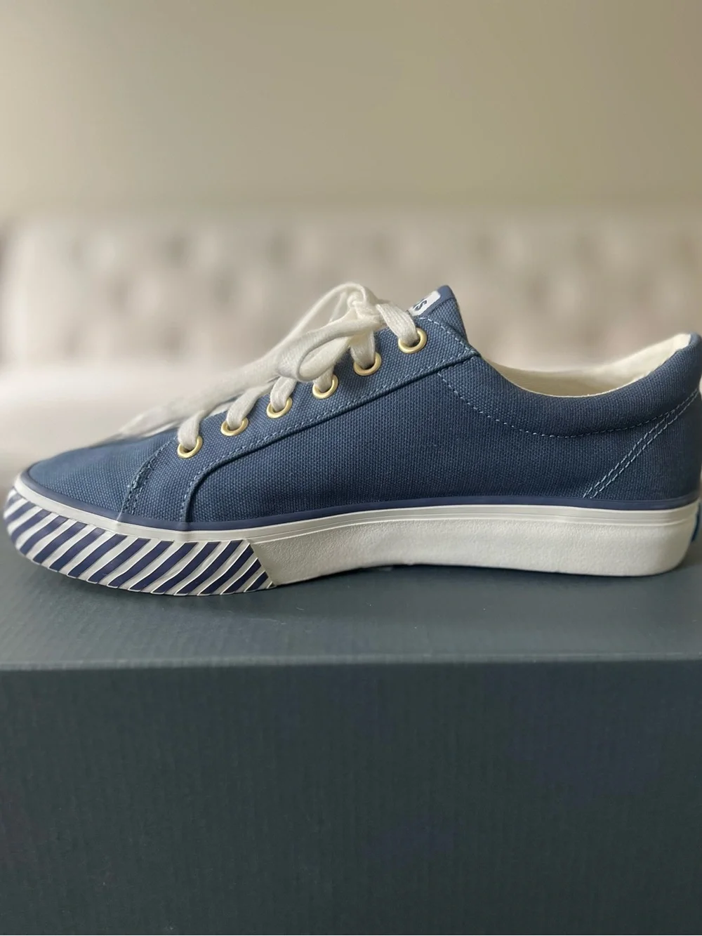 Keds Jump Kick Majestic Stripey Sneakers Blue Canvas Women’s 8
